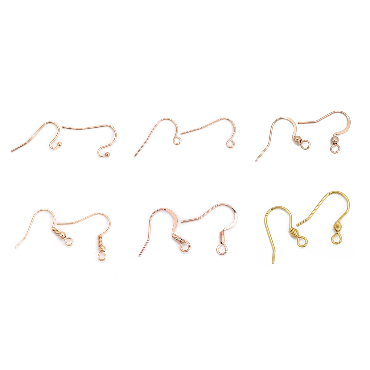Picture of 316 Stainless Steel Ear Wire Hooks Earring Findings Light Rose Gold W/ Loop 20mm( 6/8") x 20mm( 6/8"), Post/ Wire Size: (21 gauge), 10 PCs