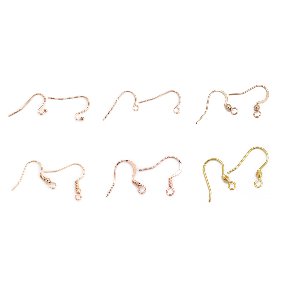 Picture of 316 Stainless Steel Ear Wire Hooks Earring Findings Light Rose Gold W/ Loop 18mm( 6/8") x 17mm( 5/8"), Post/ Wire Size: (21 gauge), 10 PCs