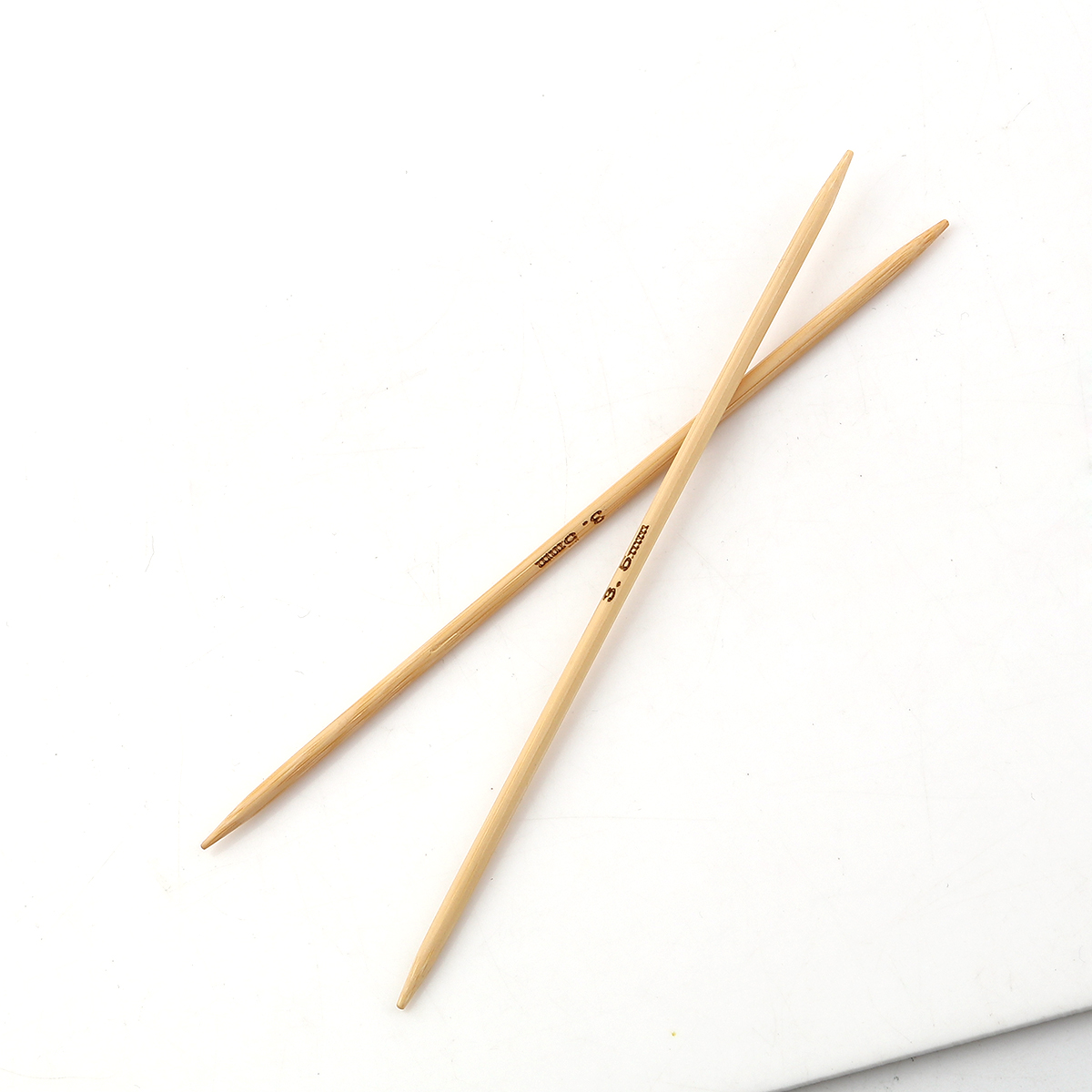 (US4 3.5mm) 竹 ダブルポイント 編み針 ナチュラル 15cm 長さ、 2 個 の画像
