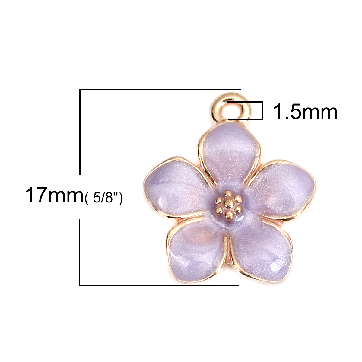 Picture of Zinc Based Alloy Charms Flower Gold Plated Purple Enamel 17mm( 5/8") x 15mm( 5/8"), 20 PCs