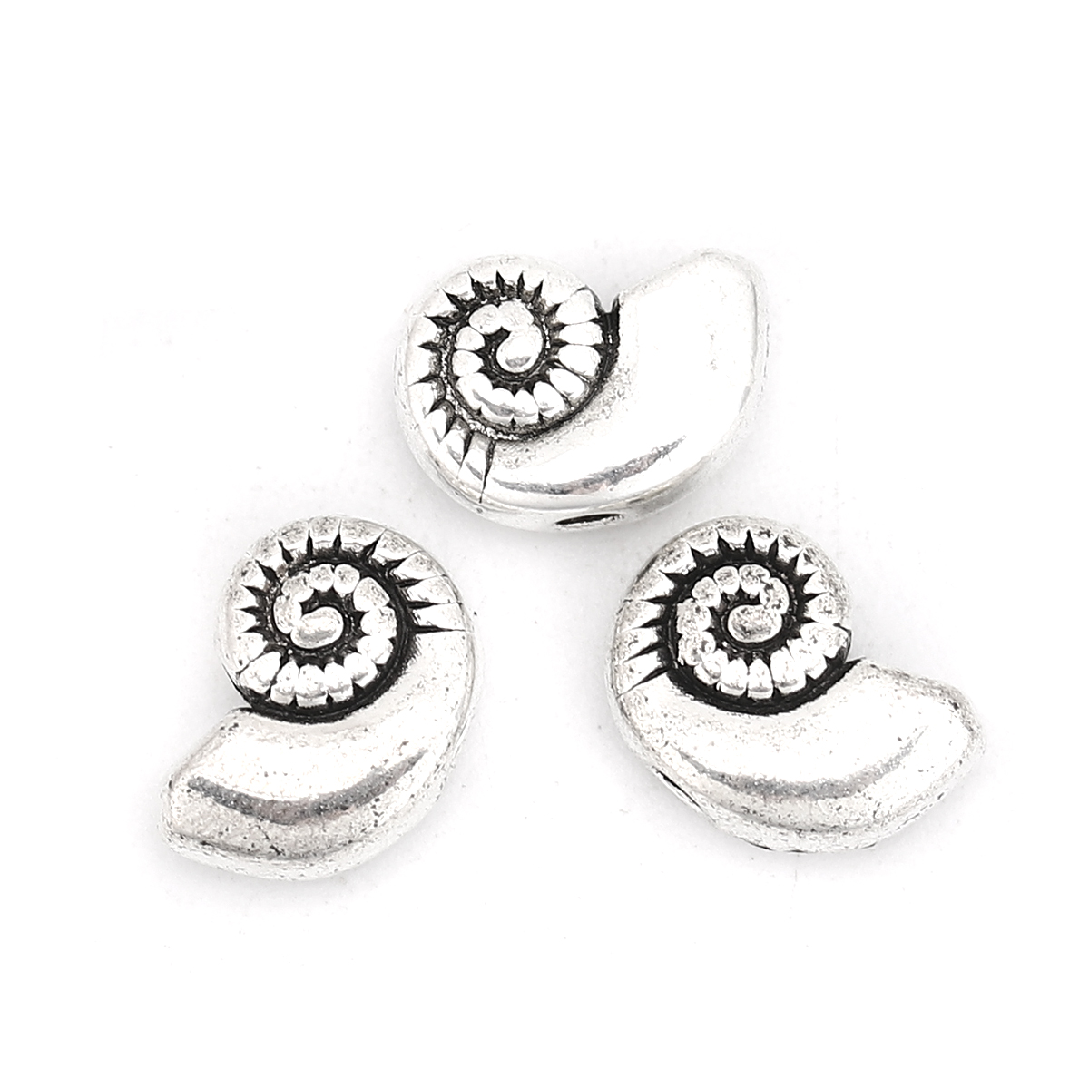 Picture of Zinc Based Alloy Spacer Beads Conch/ Sea Snail Antique Silver 11mm x 8mm, Hole: Approx 1.5mm, 50 PCs