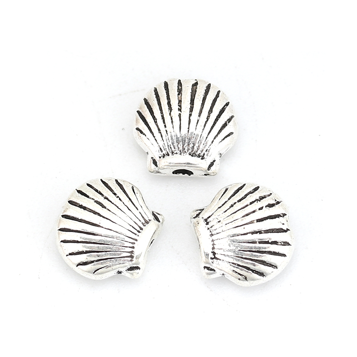 Picture of Zinc Based Alloy Spacer Beads Shell Antique Silver 9mm x 8mm, Hole: Approx 1.3mm, 50 PCs