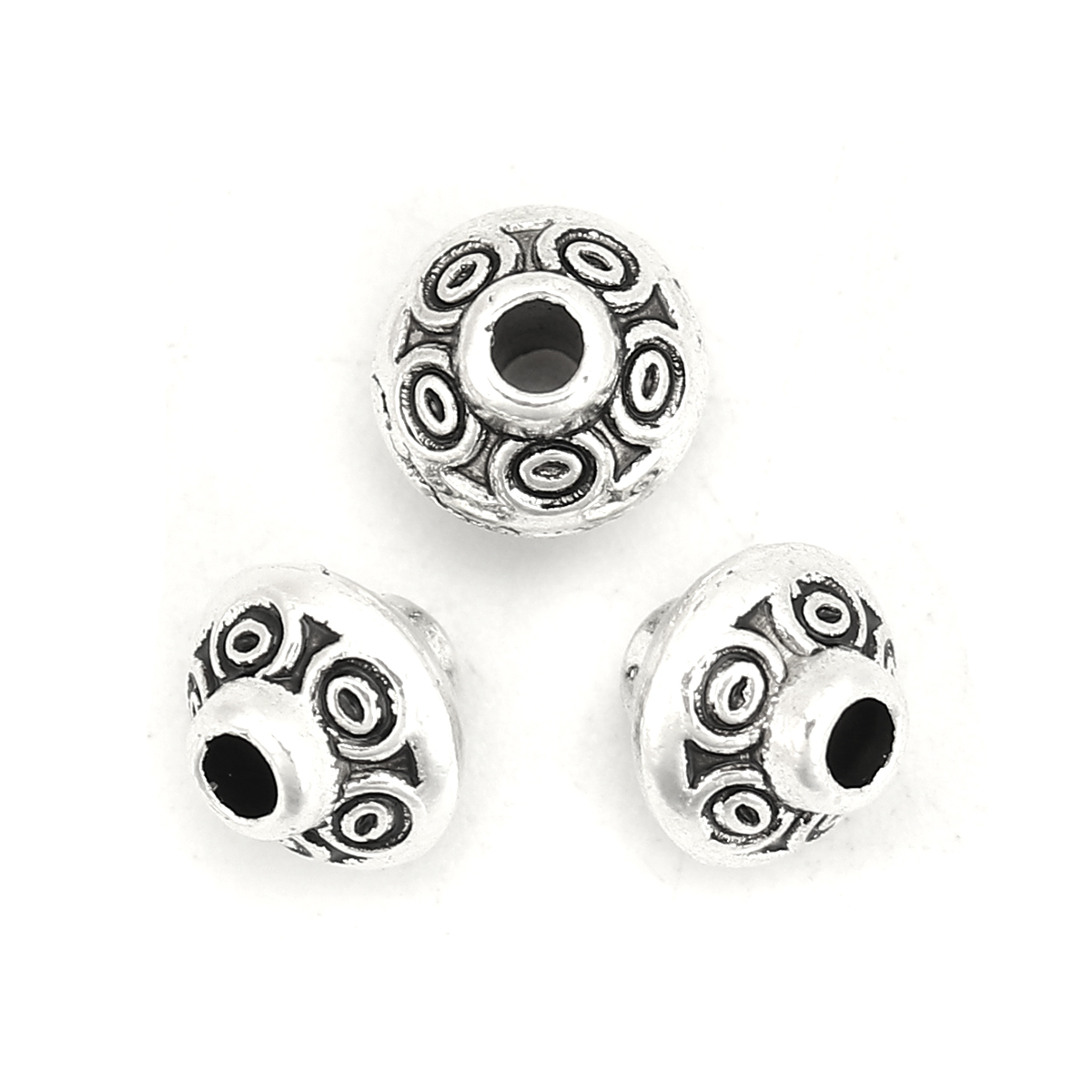 Picture of Zinc Based Alloy Spacer Beads Bicone Antique Silver 7mm x 6mm, Hole: Approx 1.5mm, 100 PCs