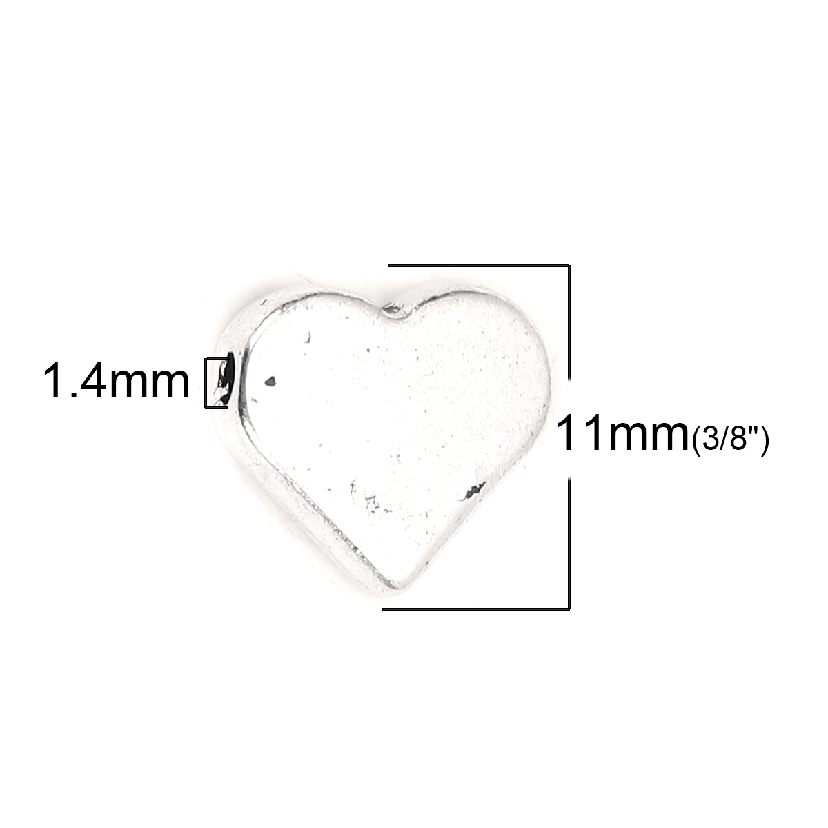 Picture of Zinc Based Alloy Spacer Beads Heart Antique Silver 12mm x 11mm, Hole: Approx 1.4mm, 50 PCs