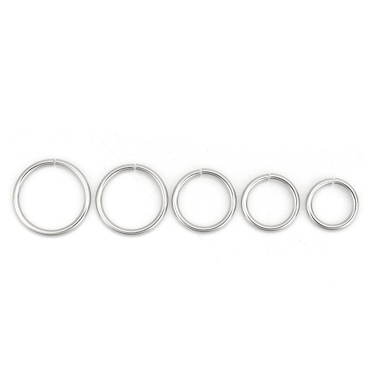 Picture of 1.4mm 304 Stainless Steel Opened Jump Rings Findings Silver Tone 13mm( 4/8") Dia., 1 Packet (Approx 600 PCs/Packet)