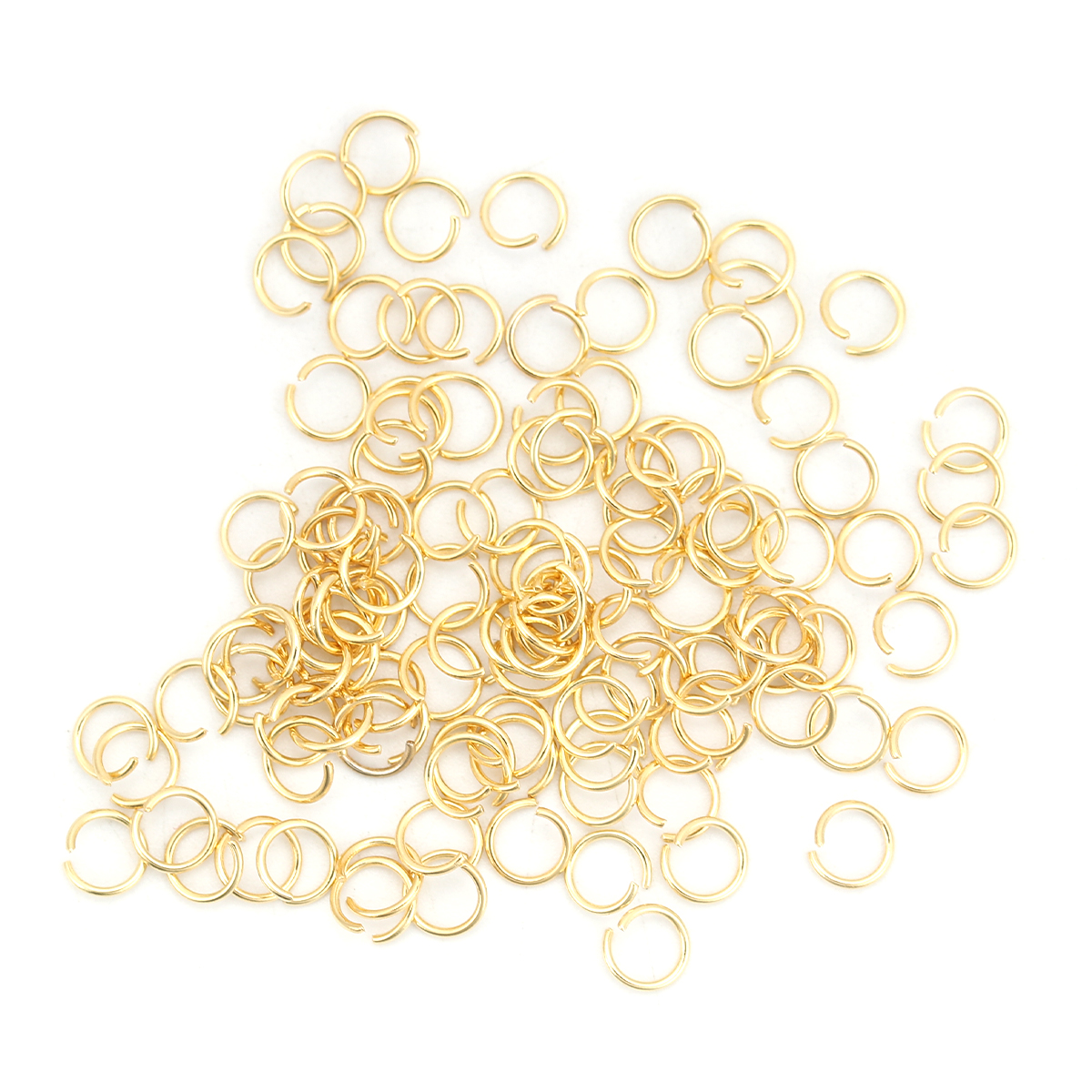 Picture of 0.6mm 304 Stainless Steel Opened Jump Rings Findings Gold Plated 5mm( 2/8") Dia., 200 PCs