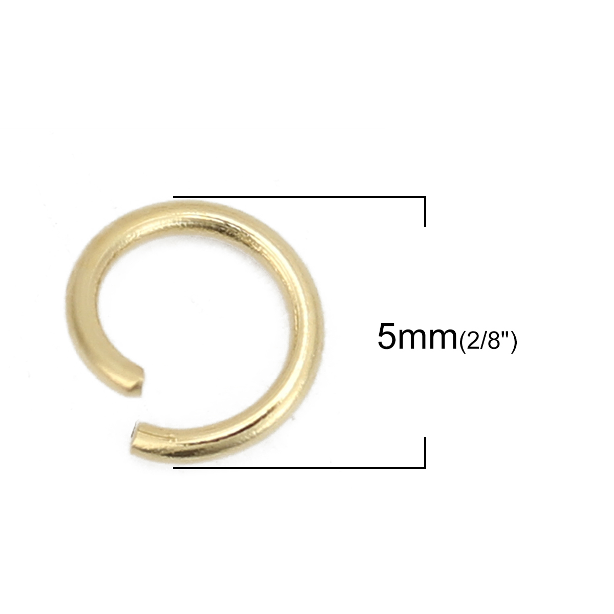 Picture of 0.7mm 304 Stainless Steel Opened Jump Rings Findings Gold Plated 5mm( 2/8") Dia., 200 PCs