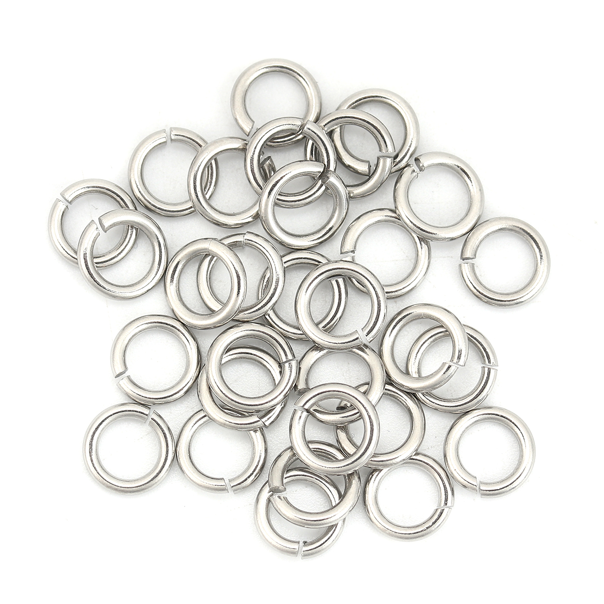 Picture of 1.4mm 304 Stainless Steel Opened Jump Rings Findings Silver Tone 8mm( 3/8") Dia., 100 PCs