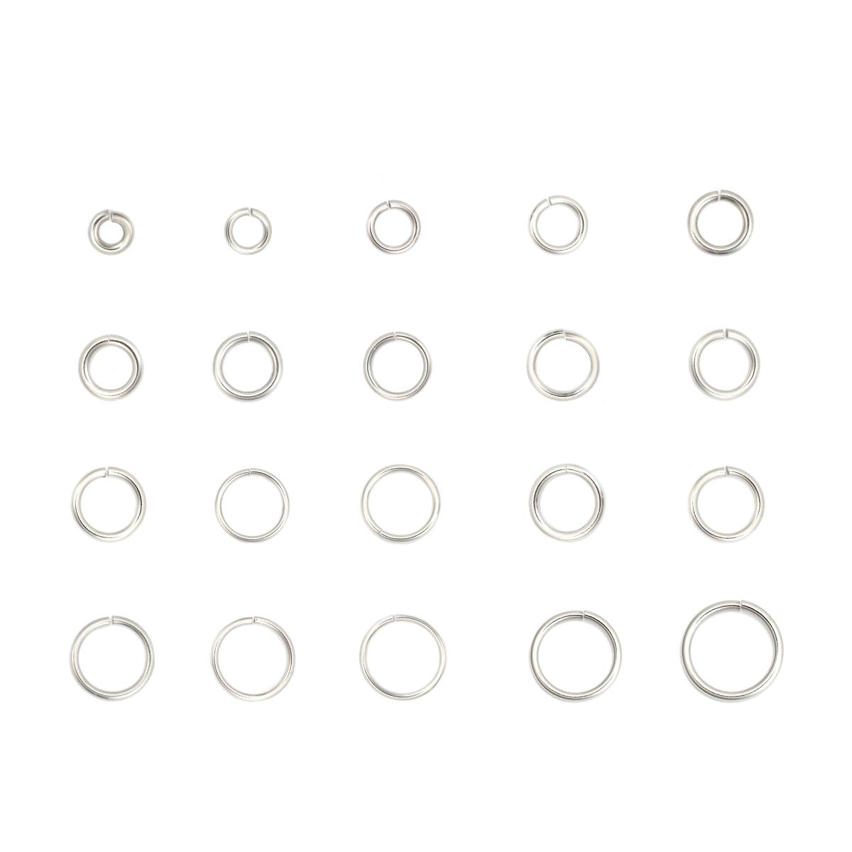 Picture of 1.4mm 304 Stainless Steel Opened Jump Rings Findings Silver Tone 8mm( 3/8") Dia., 100 PCs