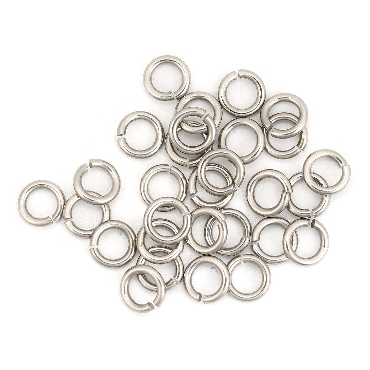 Picture of 1.5mm 304 Stainless Steel Opened Jump Rings Findings Silver Tone 8mm( 3/8") Dia., 100 PCs
