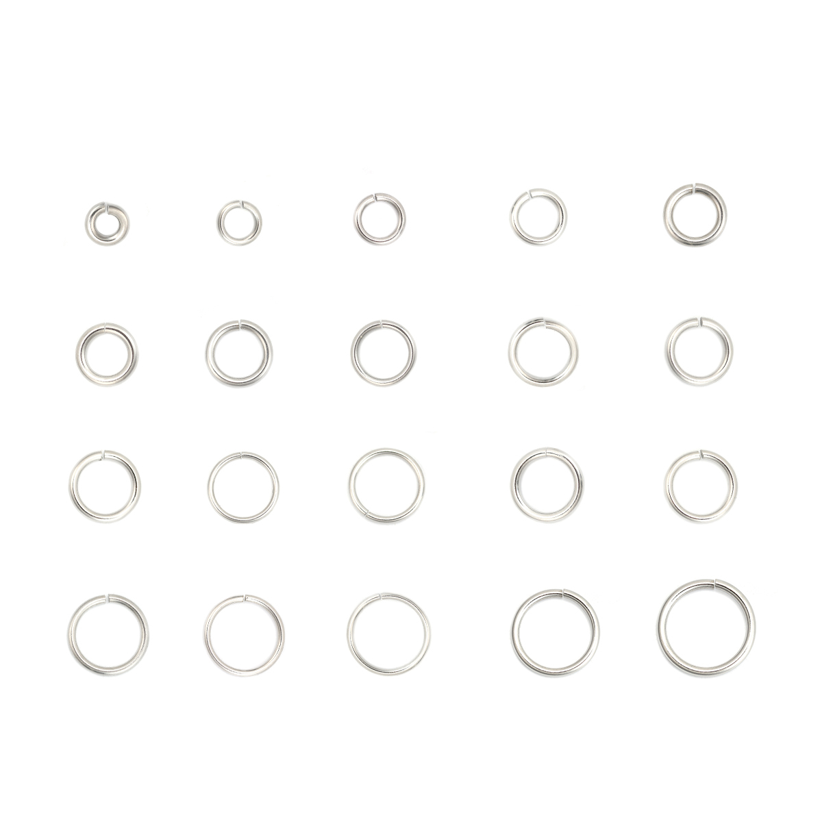 Picture of 1.5mm 304 Stainless Steel Opened Jump Rings Findings Silver Tone 8mm( 3/8") Dia., 100 PCs