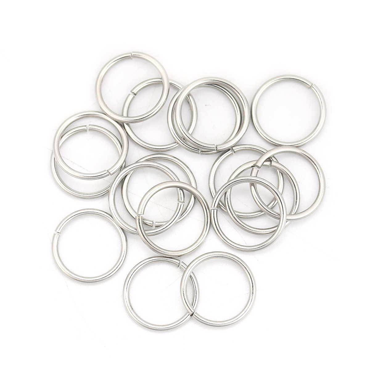 Picture of 1.5mm 304 Stainless Steel Opened Jump Rings Findings Silver Tone 16mm( 5/8") Dia., 100 PCs