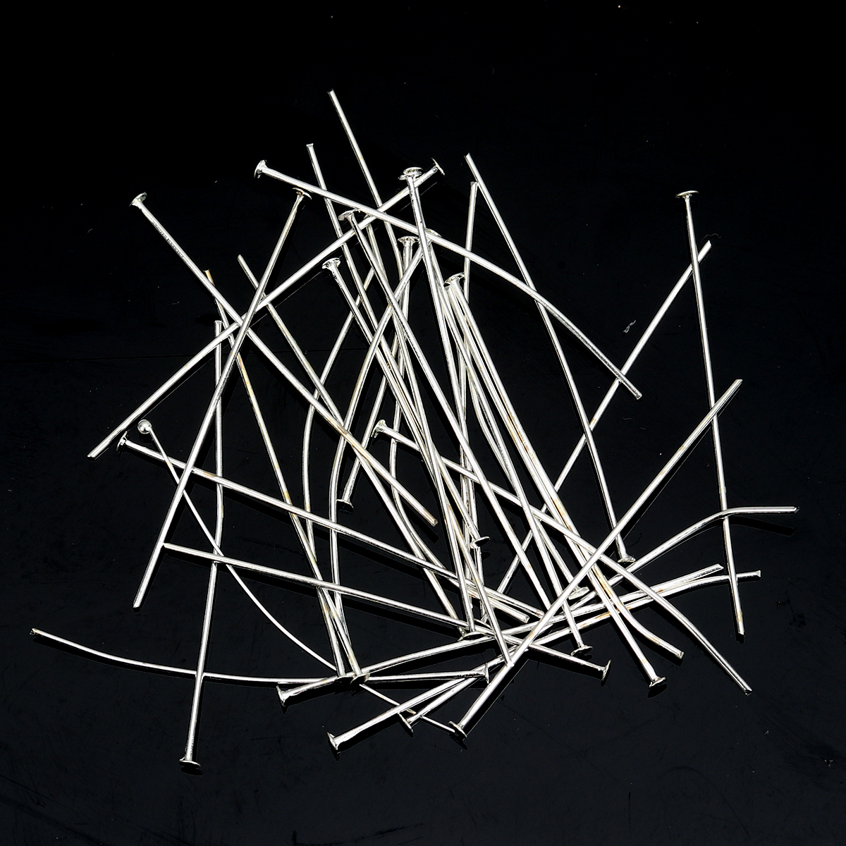 Picture of Iron Based Alloy Head Pins Silver Plated 5cm long, 0.8mm 500 PCs