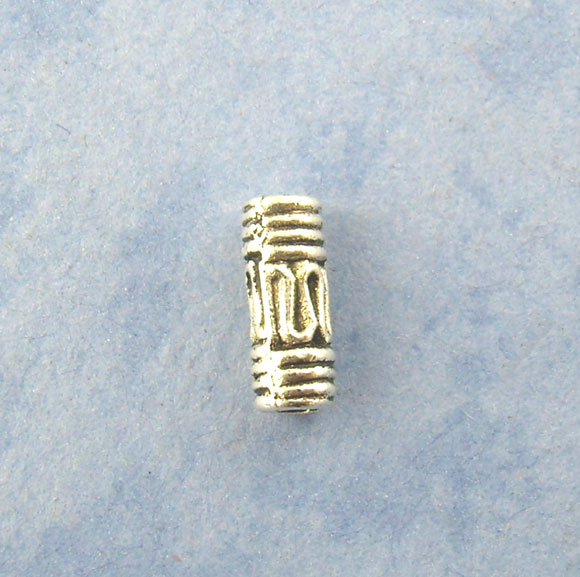 Picture of Zinc Based Alloy Spacer Beads Cylinder Antique Silver Carved About 8mm x 3mm, Hole:Approx 1.7mm, 200 PCs