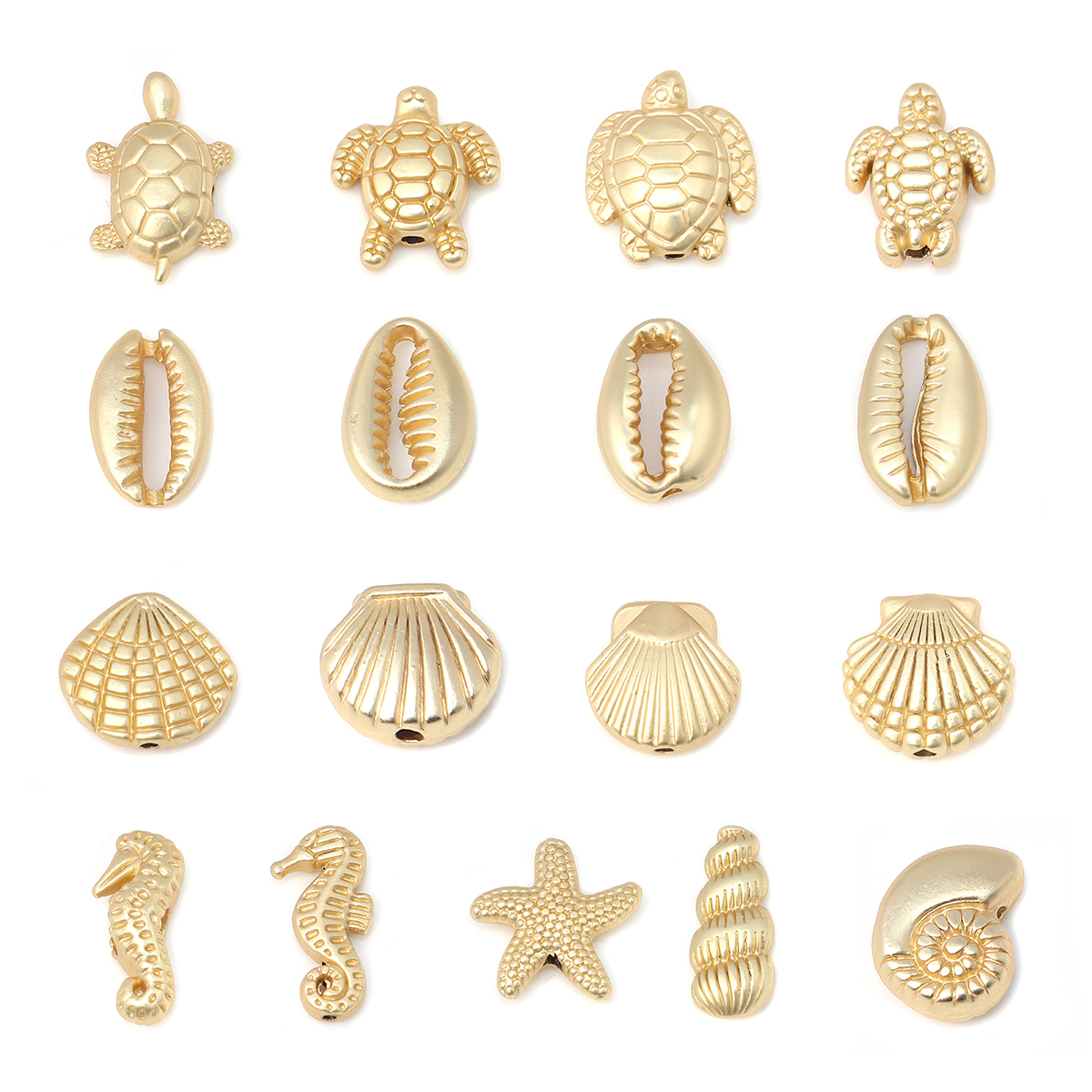 Picture of Zinc Based Alloy Ocean Jewelry Beads Sea Turtle Animal Matt Real Gold Plated 9mm x 7mm, Hole: Approx 0.9mm, 10 PCs
