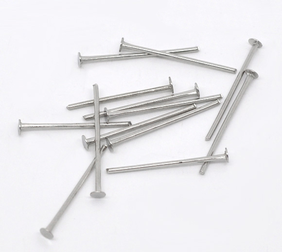 Picture of Alloy Head Pins Silver Tone 20mm( 6/8") long, 0.7mm (21 gauge), 700 PCs
