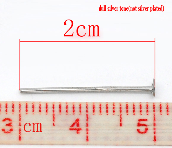 Picture of Alloy Head Pins Silver Tone 20mm( 6/8") long, 0.7mm (21 gauge), 700 PCs