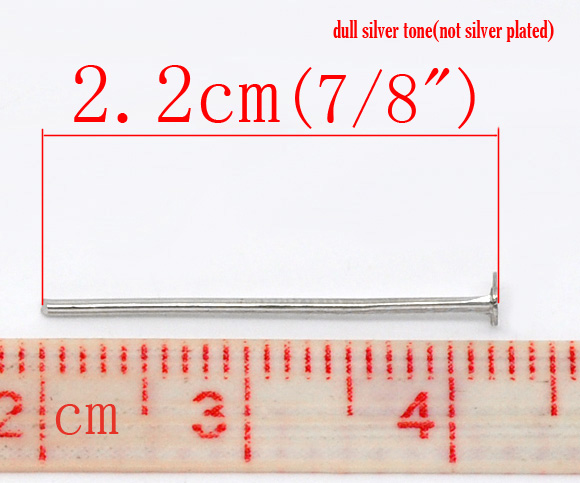 Picture of Alloy Head Pins Silver Tone 22mm( 7/8") long, 0.7mm (21 gauge), 700 PCs