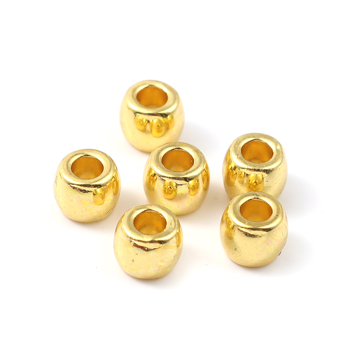 Picture of Zinc Based Alloy Spacer Beads Barrel Gold Plated 6mm x 5mm, Hole: Approx 2.8mm, 200 PCs