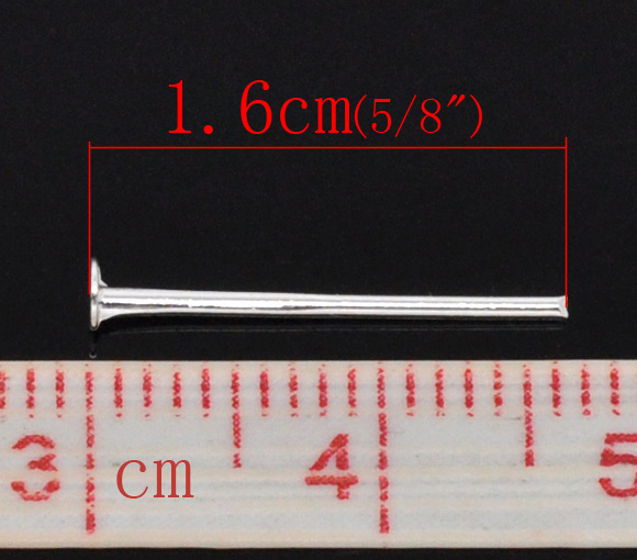 Picture of Alloy Head Pins Silver Plated 16mm( 5/8") long, 0.7mm (21 gauge), 1000 PCs