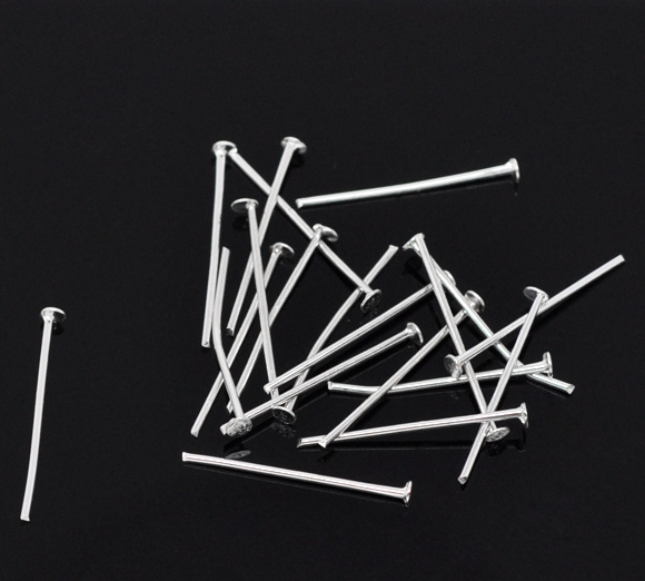 Picture of Alloy Head Pins Silver Plated 20mm( 6/8") long, 0.7mm (21 gauge), 700 PCs