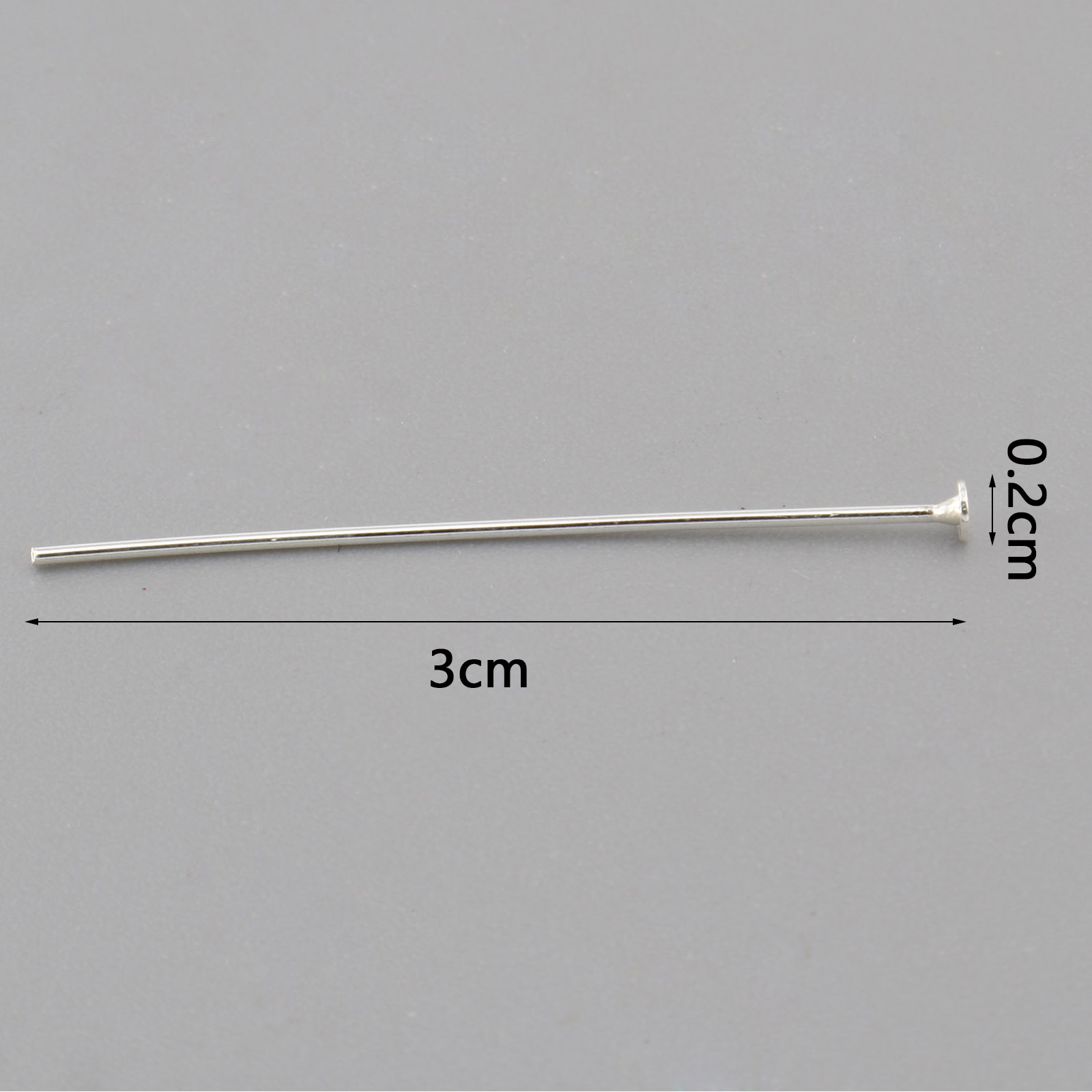 Picture of Sterling Silver Head Pins Silver 3cm(1 1/8") long, 0.6mm (23 gauge), 1 Gram (Approx 10-11 PCs)