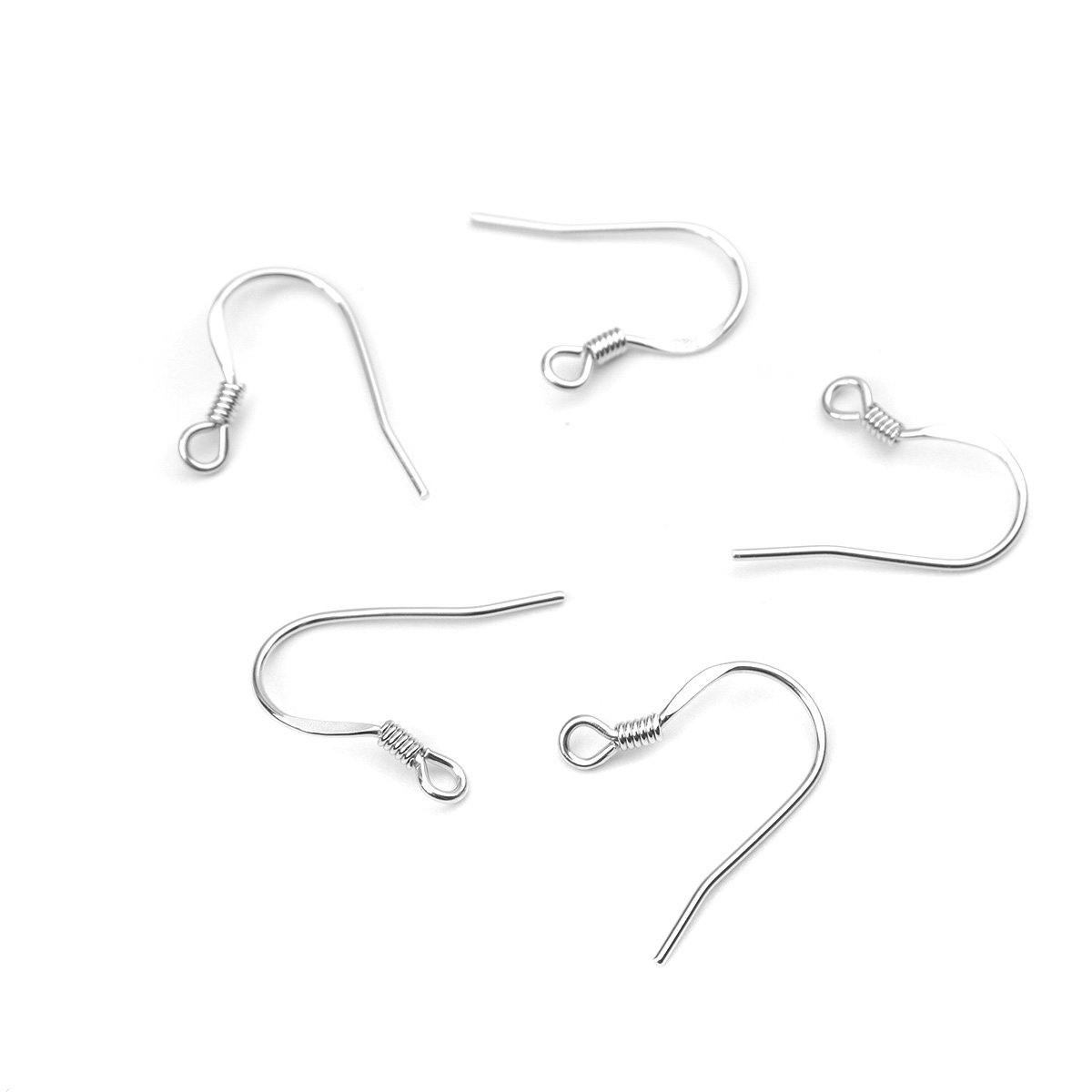 Picture of Sterling Silver Ear Wire Hooks Earring Findings Platinum Plated W/ Loop 17mm x 15mm, Post/ Wire Size: (21 gauge), 2 PCs