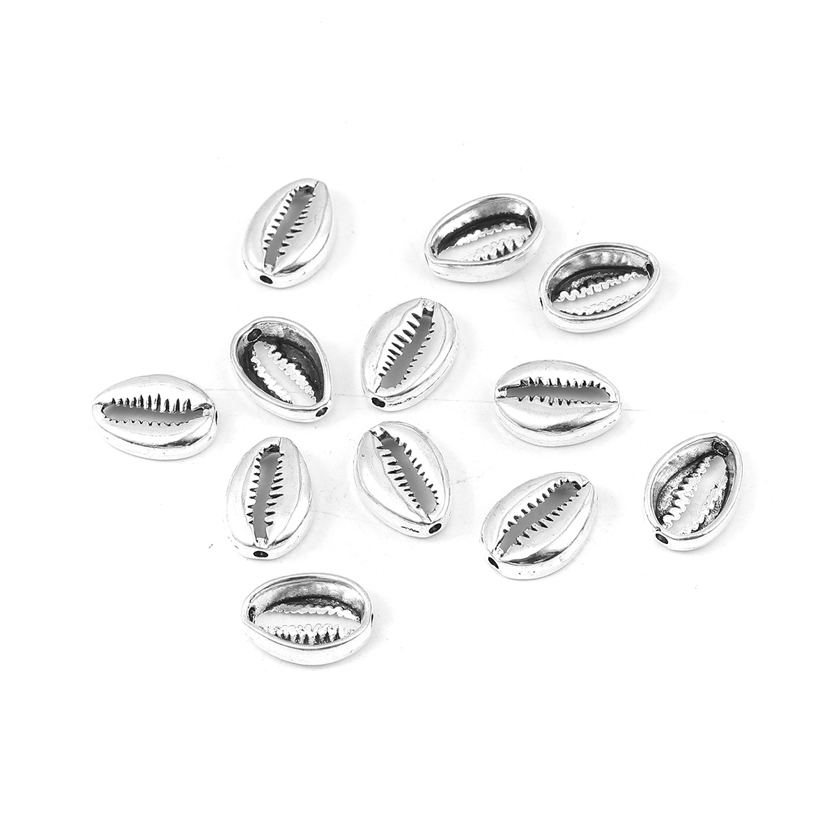 Picture of Zinc Based Alloy Spacer Beads Shell Antique Silver Hollow 15mm x 11mm, Hole: Approx 1.6mm, 50 PCs