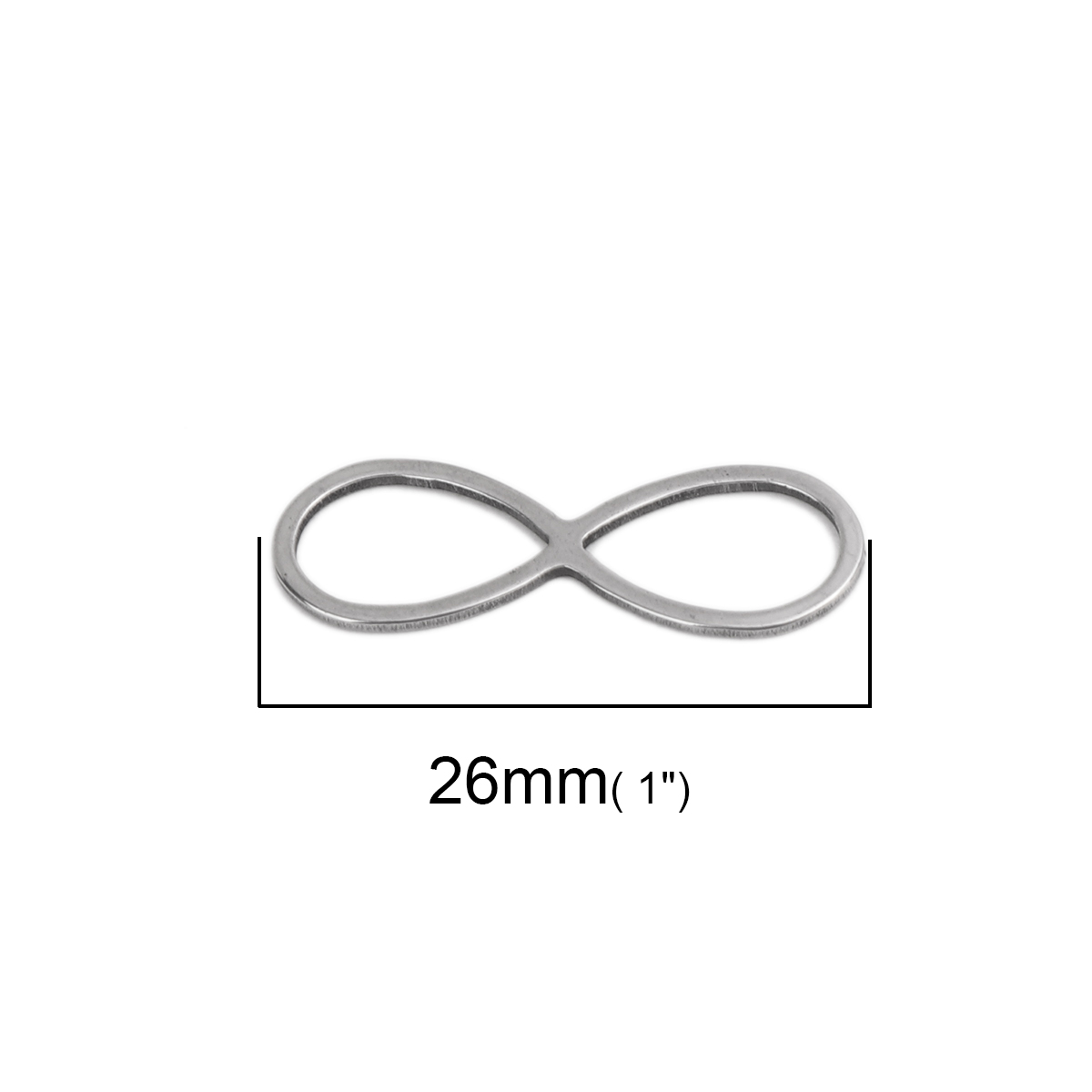 Picture of 304 Stainless Steel Frame Connectors Infinity Symbol Silver Tone Hollow 26mm x 9mm, 20 PCs
