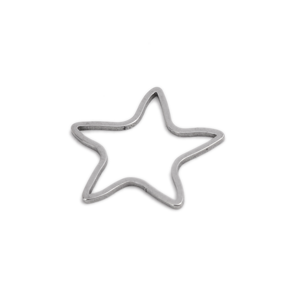 Picture of 304 Stainless Steel Frame Connectors Pentagram Star Silver Tone Hollow 21mm x 20mm, 20 PCs