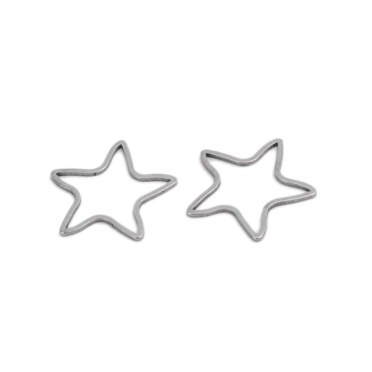 Picture of 304 Stainless Steel Frame Connectors Pentagram Star Silver Tone Hollow 21mm x 20mm, 20 PCs