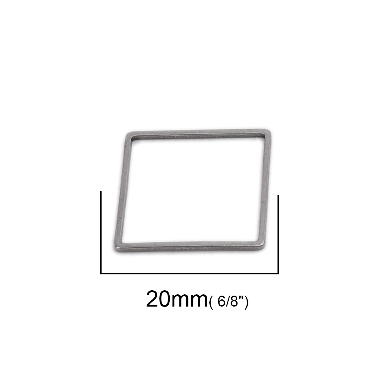Picture of 304 Stainless Steel Frame Connectors Square Silver Tone Hollow 20mm x 20mm, 20 PCs