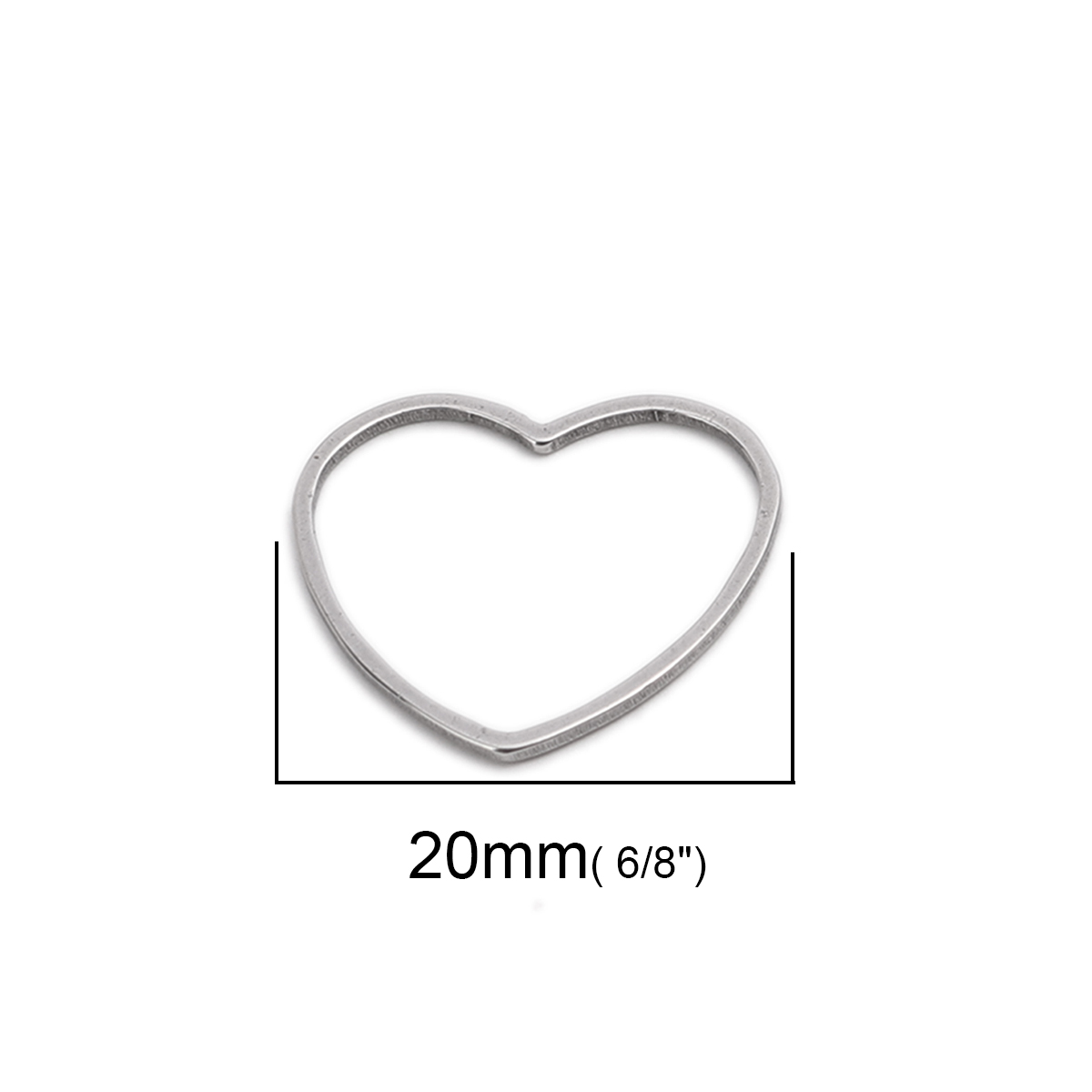Picture of 304 Stainless Steel Frame Connectors Heart Silver Tone Hollow 20mm x 18mm, 20 PCs