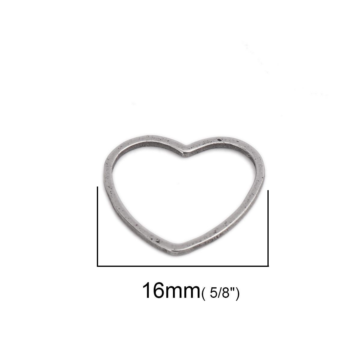 Picture of 304 Stainless Steel Frame Connectors Heart Silver Tone Hollow 16mm x 14mm, 20 PCs