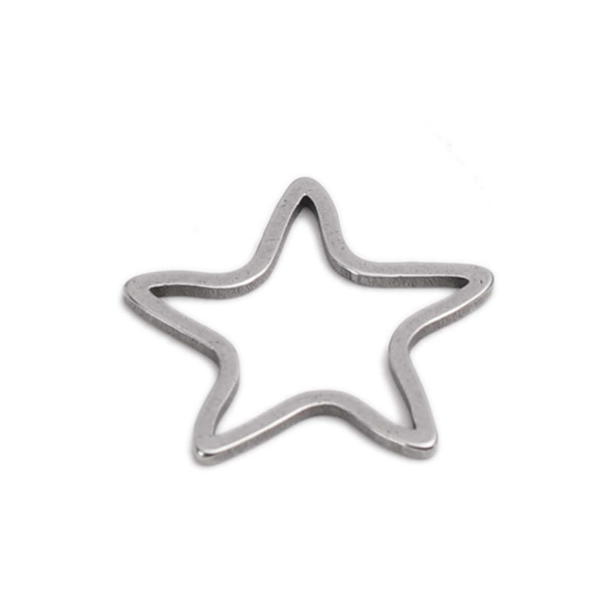 Picture of 304 Stainless Steel Frame Connectors Pentagram Star Silver Tone Hollow 17mm x 16mm, 20 PCs