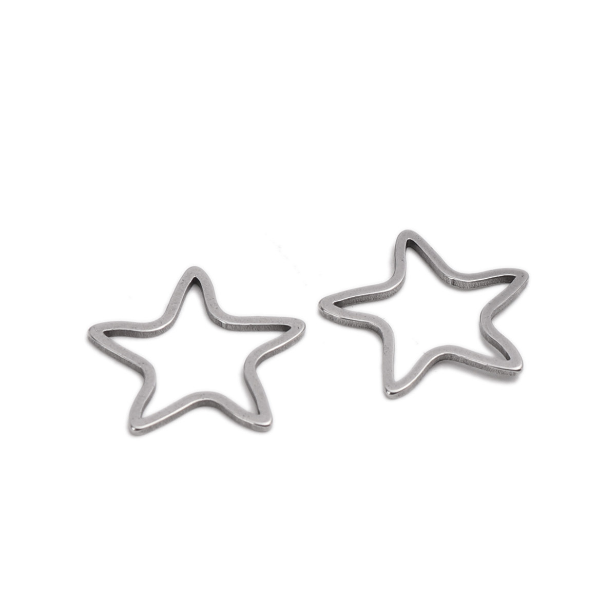 Picture of 304 Stainless Steel Frame Connectors Pentagram Star Silver Tone Hollow 17mm x 16mm, 20 PCs