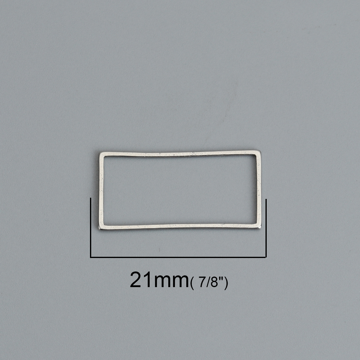 Picture of 304 Stainless Steel Frame Connectors Rectangle Silver Tone Hollow 21mm x 10mm, 20 PCs