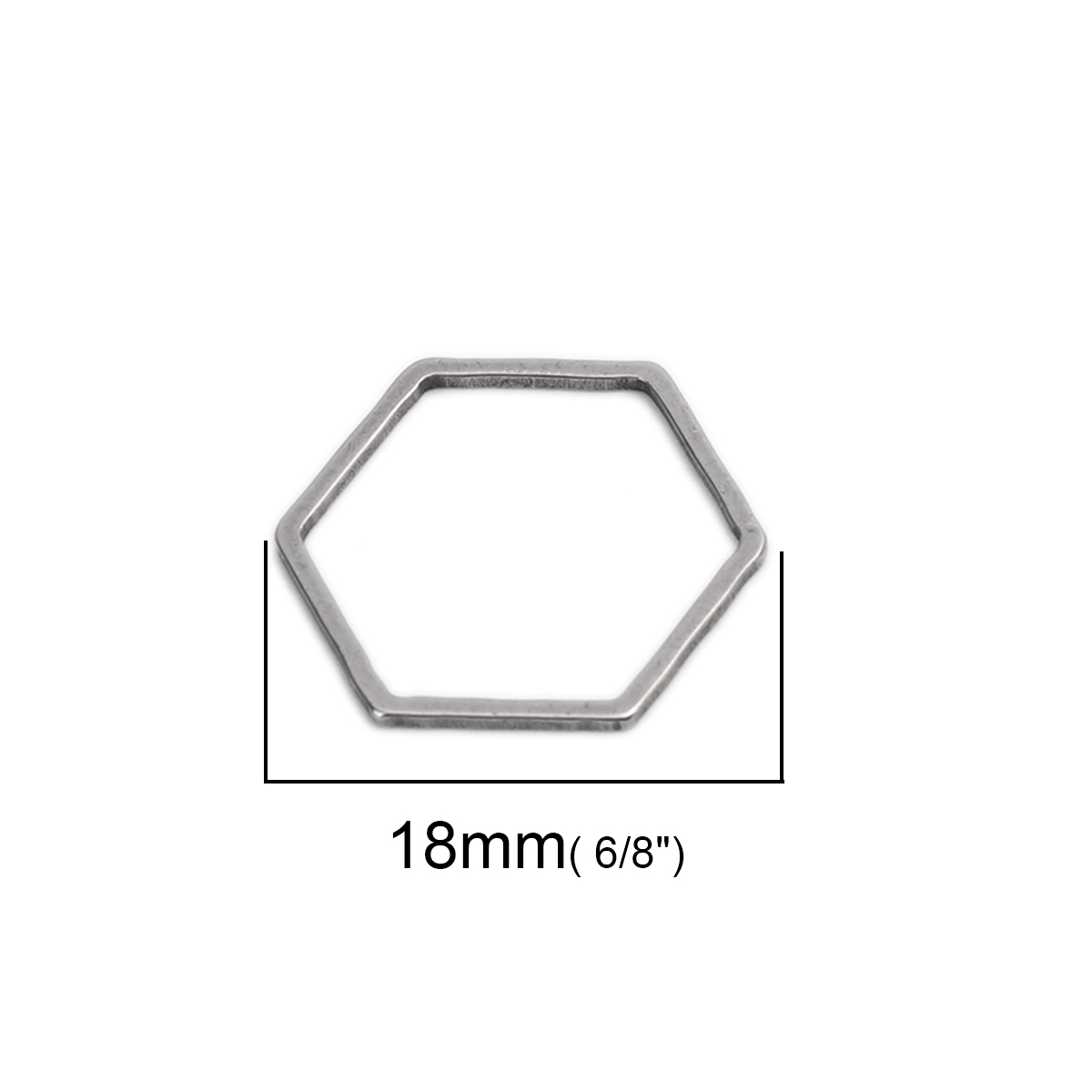 Picture of 304 Stainless Steel Frame Connectors Hexagon Silver Tone Hollow 18mm x 16mm, 20 PCs
