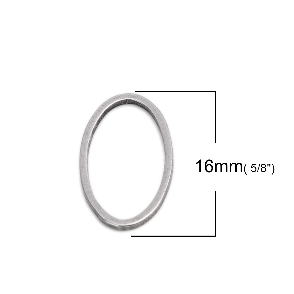 Picture of 304 Stainless Steel Frame Connectors Oval Silver Tone Hollow 16mm x 9mm, 20 PCs