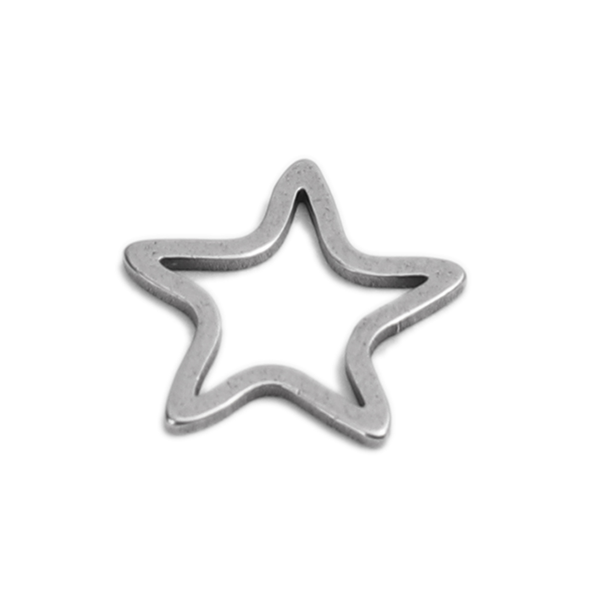 Picture of 304 Stainless Steel Frame Connectors Pentagram Star Silver Tone Hollow 12mm x 12mm, 20 PCs