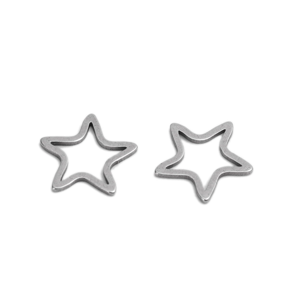 Picture of 304 Stainless Steel Frame Connectors Pentagram Star Silver Tone Hollow 12mm x 12mm, 20 PCs