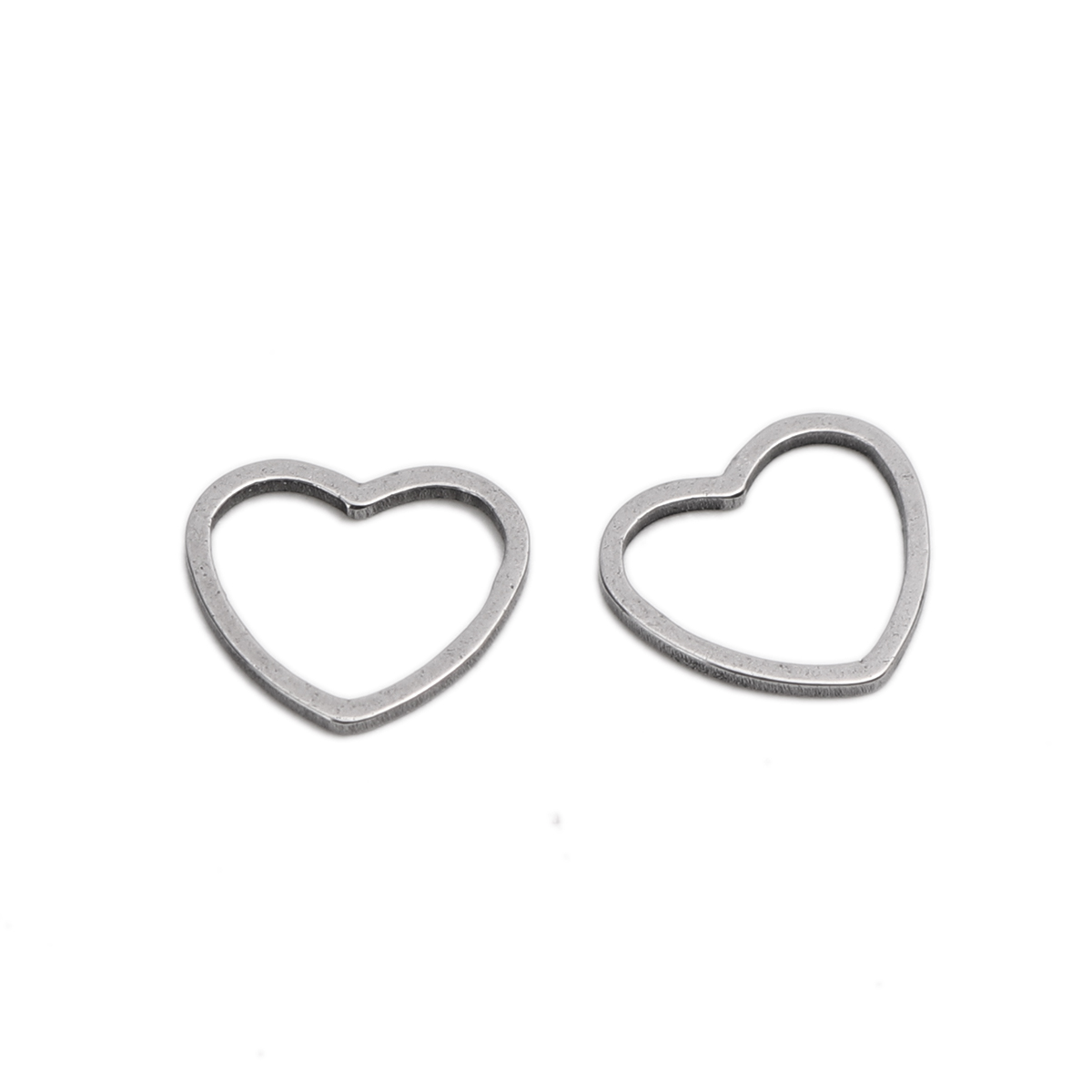 Picture of 304 Stainless Steel Frame Connectors Heart Silver Tone Hollow 12mm x 11mm, 20 PCs