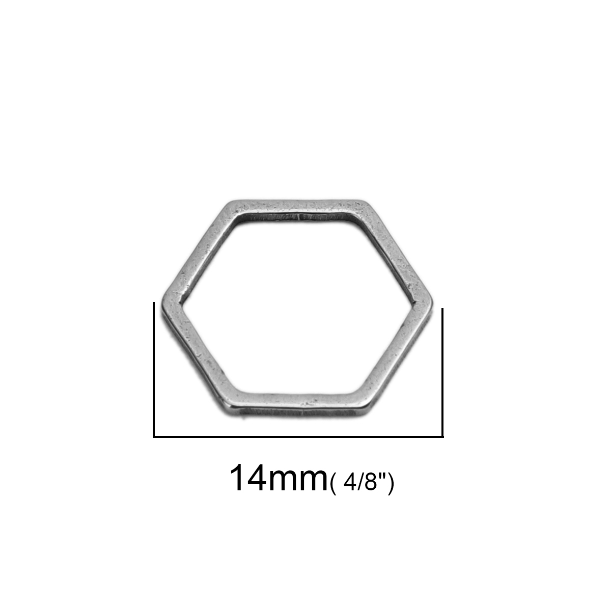 Picture of 304 Stainless Steel Frame Connectors Hexagon Silver Tone Hollow 14mm x 12mm, 20 PCs