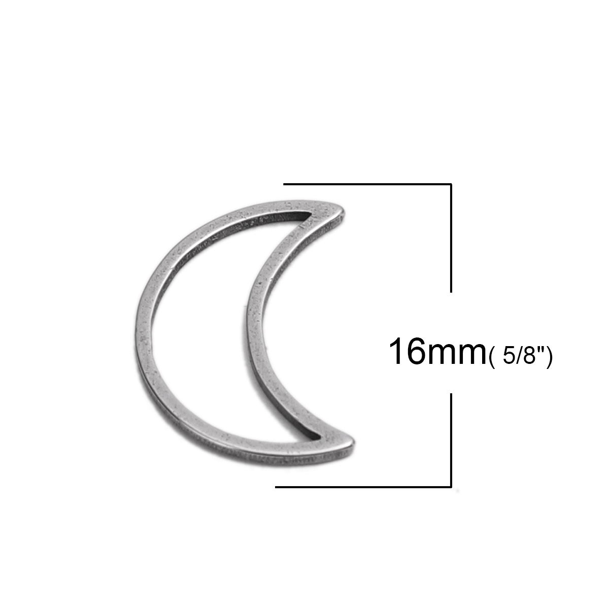 Picture of 304 Stainless Steel Frame Connectors Half Moon Silver Tone Hollow 16mm x 11mm, 20 PCs