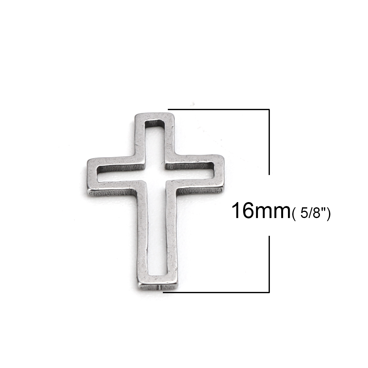 Picture of 304 Stainless Steel Frame Connectors Cross Silver Tone Hollow 16mm x 11mm, 20 PCs