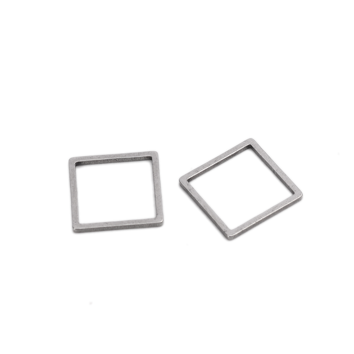 Picture of 304 Stainless Steel Frame Connectors Square Silver Tone Hollow 12mm x 12mm, 20 PCs