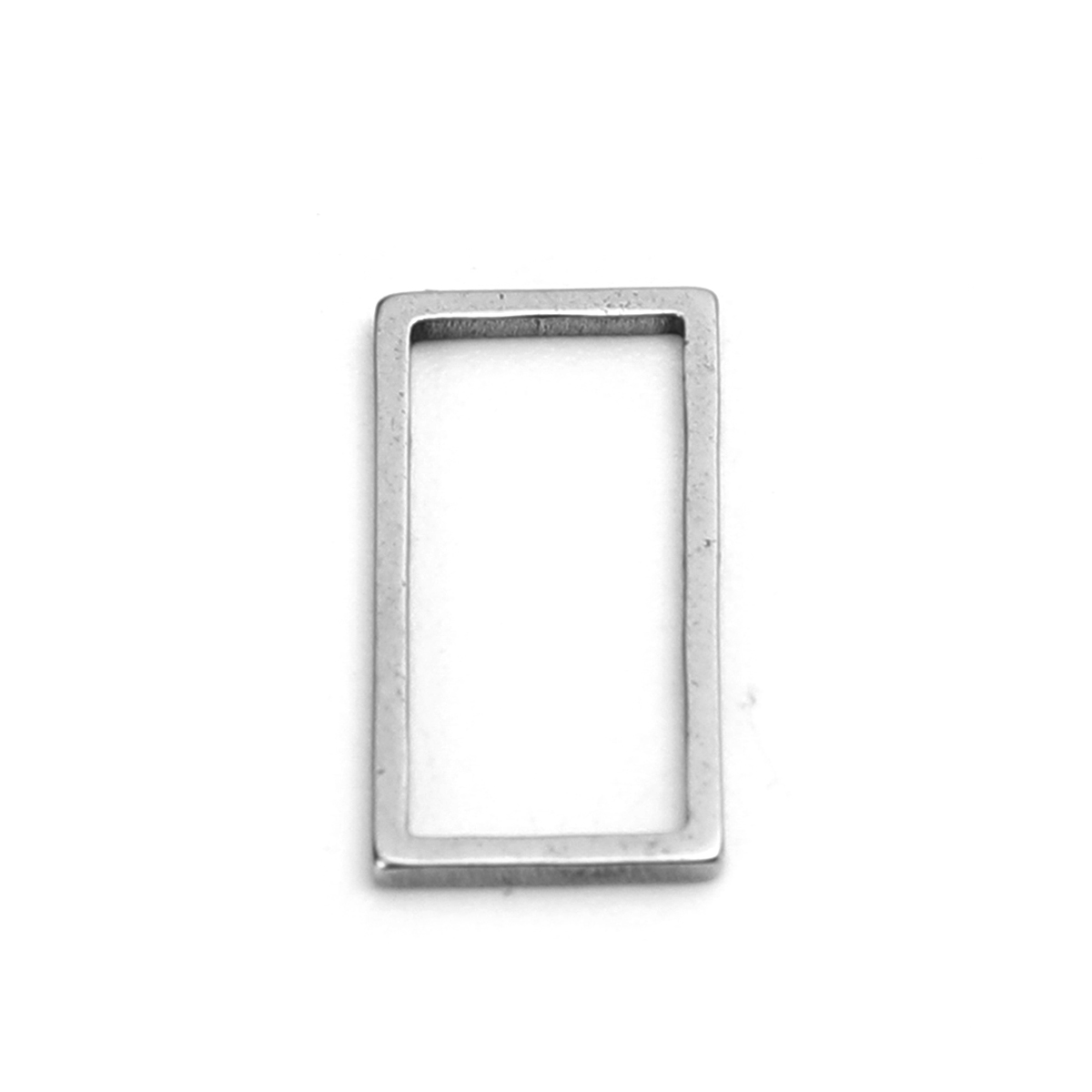 Picture of 304 Stainless Steel Frame Connectors Rectangle Silver Tone Hollow 16mm x 8mm, 20 PCs