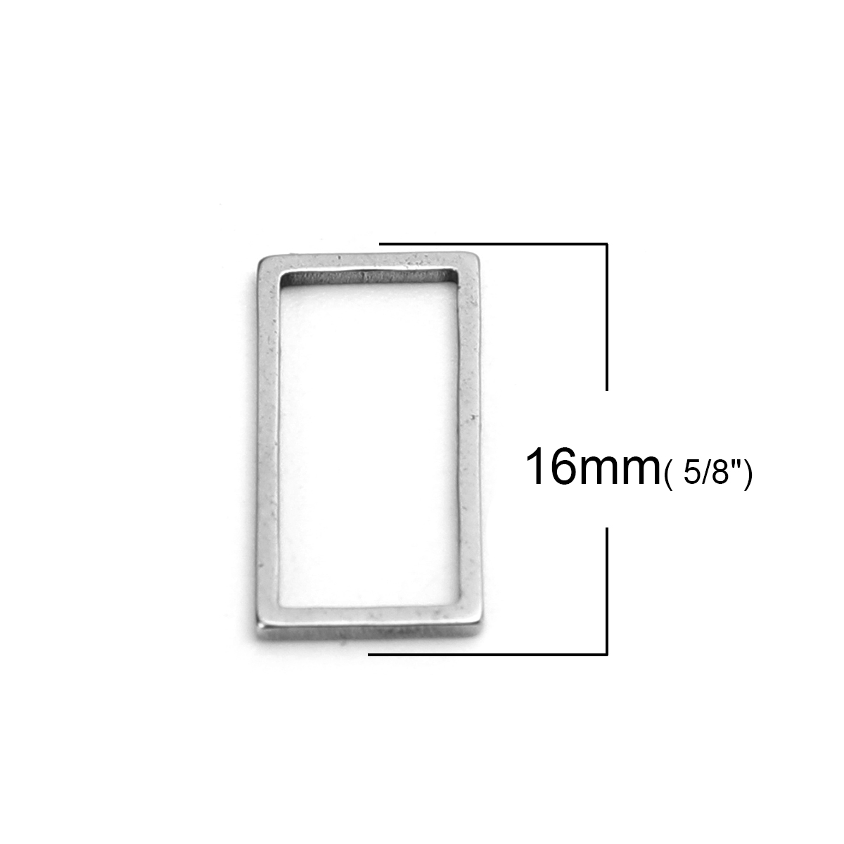 Picture of 304 Stainless Steel Frame Connectors Rectangle Silver Tone Hollow 16mm x 8mm, 20 PCs