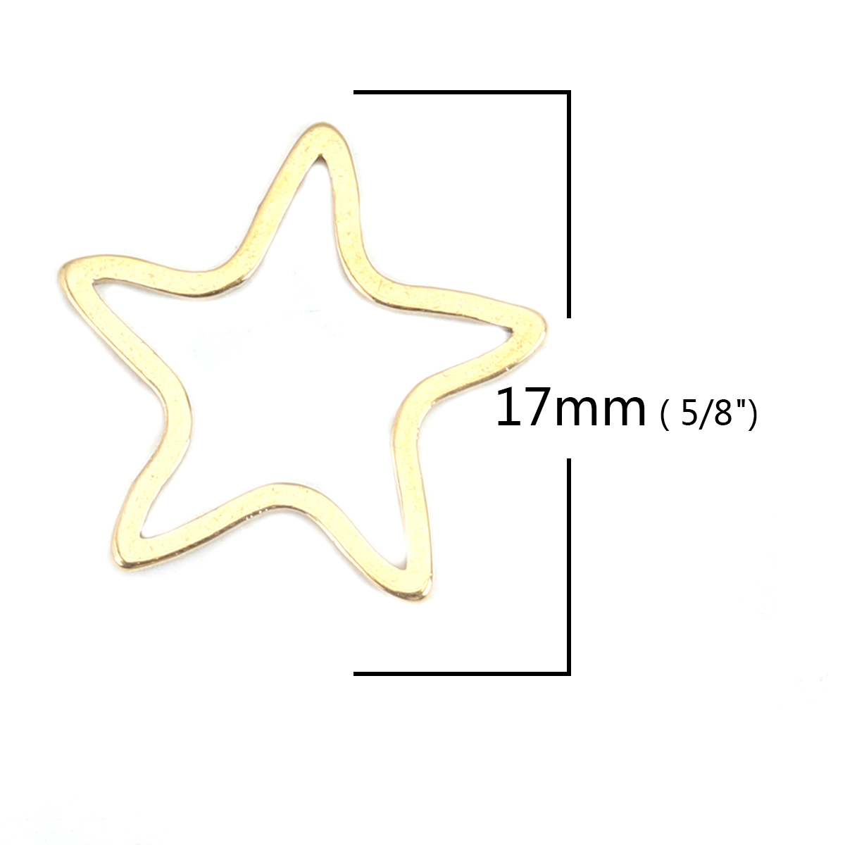 Picture of 304 Stainless Steel Frame Connectors Pentagram Star Gold Plated Hollow 17mm x 16mm, 10 PCs
