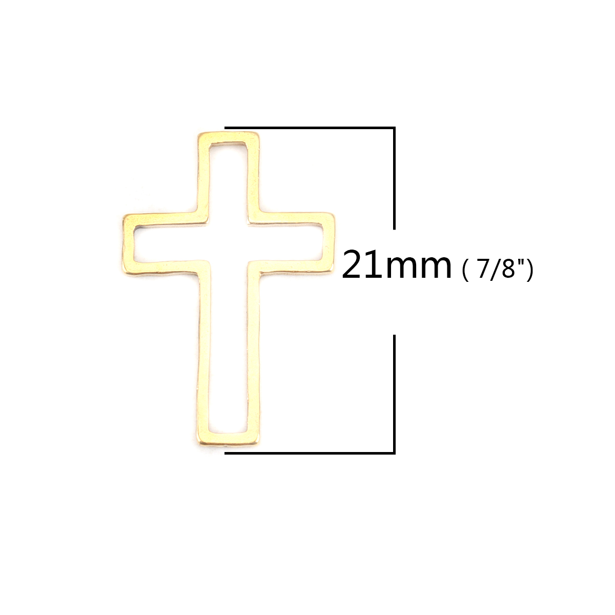 Picture of 304 Stainless Steel Frame Connectors Cross Gold Plated Hollow 21mm x 14mm, 10 PCs